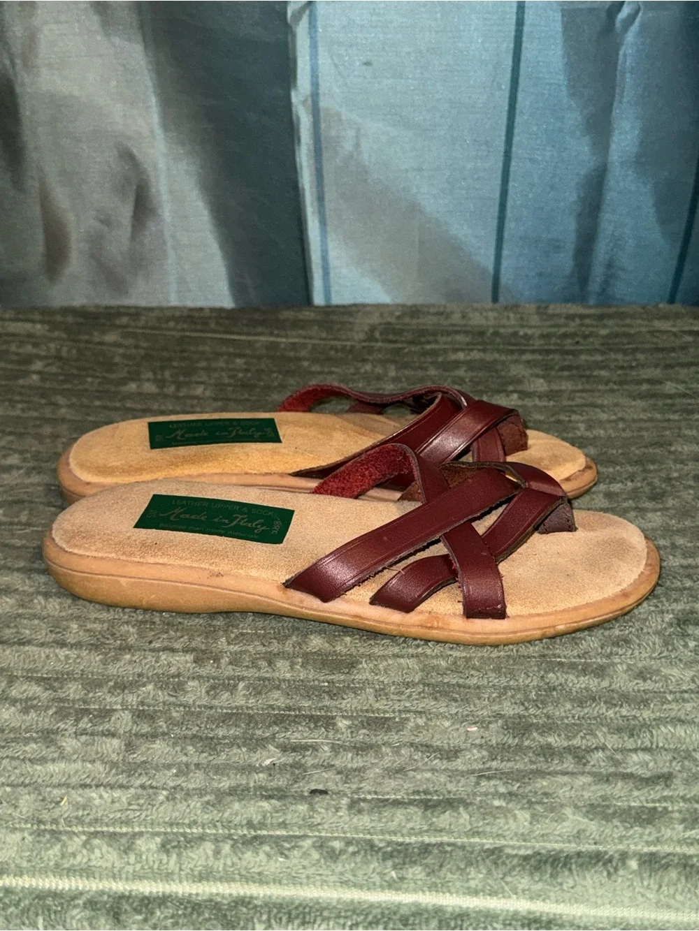 Made in Italy Women’s Cross-Strap Slide Sandals in Burgundy